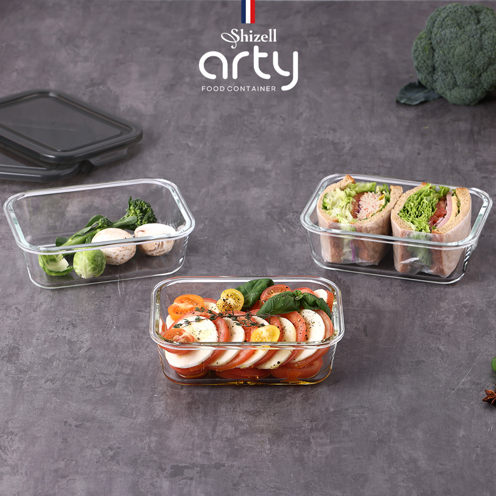 [쉬젤] 아티 내열유리 밀폐용기 직사각 3종 세트(대) (1050ml*3ea)