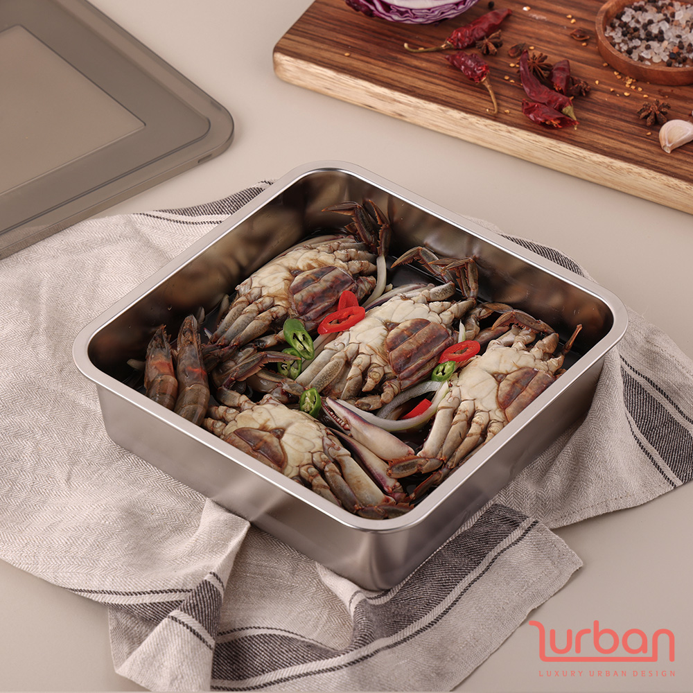 [쉬젤] 러반 스테인렌스 스퀘어밧드3PCS-(L)밧드본체-24cm/커버/와이어랙