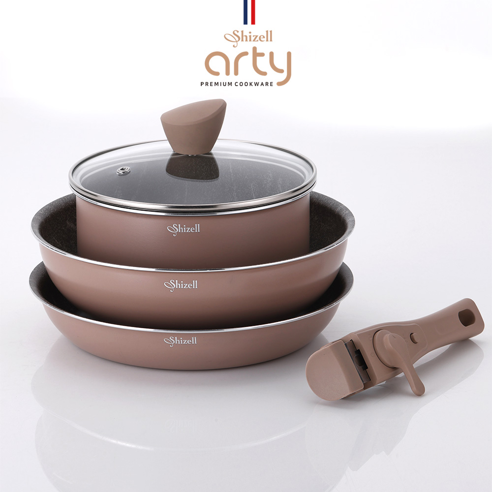 쉬젤 아티 패턴그라니 IH매직핸즈5종세트 냄비18 프라이팬24 궁중팬24유리뚜껑18 
